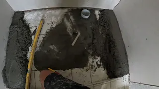 Screeding my shower base for a strip drain