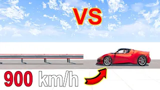 GuardRail VS Supercar Civetta Scintilla (With Dummy) 900 km/h Super Speed | Cars Crash Test ⏩ BeamNG