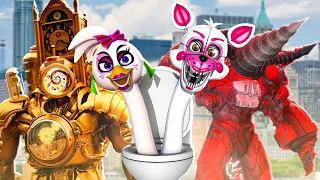 Watching ALL SKIBIDI Multiverse Episodes! with Glamrock Chica and Funtime Foxy