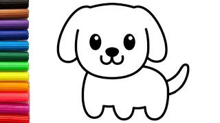 Dog drawing for kids & toddlers | Easy & cute puppy drawing | easy animal drawing for kids