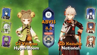 C4 Yaoyao Hyperbloom & C0 Kazuha National | Spiral Abyss 4.3 - Floor 12 | Genshin Impact