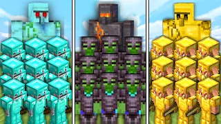 DIAMOND ARMY vs NETHERITE ARMY vs GOLD ARMY in Minecraft Mob Battle