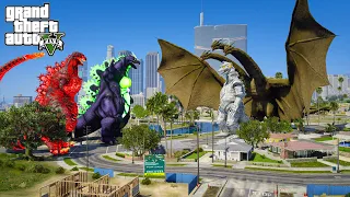 Shin Godzilla, Super Godzilla vs Mechagodzilla Classic, King Ghidorah - God Battle ( GTA V Mods )