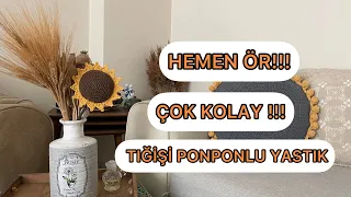 TIĞİŞİ PONPONLU YASTIK KILIFI #crochet #crochettutorial #ponpon