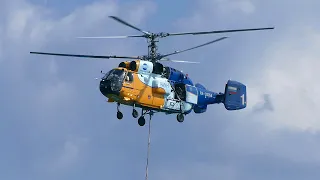 Kamov firefighting helicopters picking up seawater in Cyprus