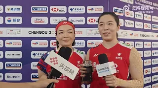 Chen Qingchen/Jia Yifan after their 4th Uber Cup: it would probably be our last team event 陈清晨/贾一凡