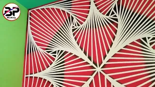 stencil work and spray work makes new 3d wall design||3d wall painting design