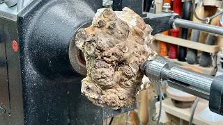 Crafting a natural Hold-All Bowl from Applewood Burl | Woodturning Project"