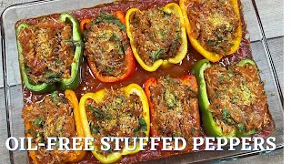 OIL-FREE STUFFED PEPPERS | HOW TO MAKE EASY VEGAN STUFFED PEPPERS