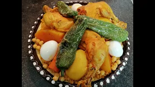 كسكسي زمني بالدجاج، بنة على بنة / Couscous au poulet, recette traditionnelle tunisienne 🇹🇳