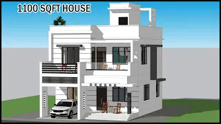 1100 SQFT Villa Design | 2 Floor Modern Villa Design | 4 Bedroom 3D House Design| Gopal Architecture
