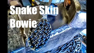 Forging A Big Bowie Knife From Canister Damascus!! How to Make Ball Bearing Pattern, Knifemaking