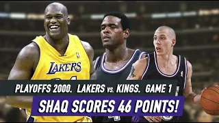 Throwback NBA Playoffs 2000. Lakers vs Kings Game 1 Highlights - Shaq scores 46 pts, Webber 28 pts