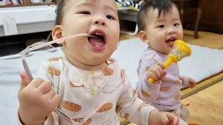 [HATAE TV] [Eng sub] 유모차에서 잘 자는 아기 13개월 쌍둥이 육아 브이로그 korean baby twins toddler K baby