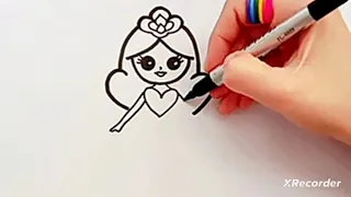 How to draw easy Princess in a beautiful Dress | Easy drawing and Coloring #viral #kids