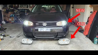 Upgrading my MK4 GTi headlights to R32 Xenons! and update on the front brake saga..