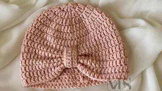 How to crochet a turban baby hat 0-6 months