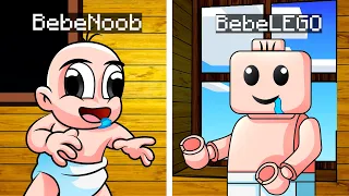 BEBE NOOB JUEGA MINECRAFT PERO ES DE LEGO 😱 EL MUNDO DE BEBE NOOB ES LEGO