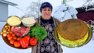 FREEZING AND SNOWY WINTER IN RURAL VILLAGE! GRANNY COOKING FOR THE FAMILY | RELAXING PEACEFUL LIFE