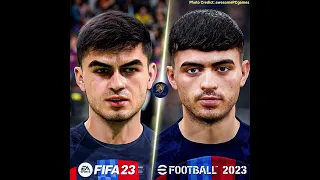 FIFA 23 vs eFootball 2023 Barcelona Player Faces Comparison