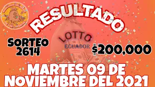 RESULTADOS LOTTO SORTEO 2614 DEL MARTES 09 DE NOVIEMBRE DEL 2021 $200,000/LOTERÍA DE ECUADOR