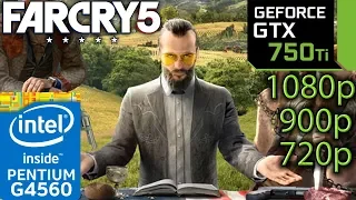 Far Cry 5 - GTX 750 ti - G4560 - 1080p - 900p - 720p - benchmark