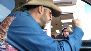 DRIVE THRU PRANK...MUMBLES the COWBOY!!!!