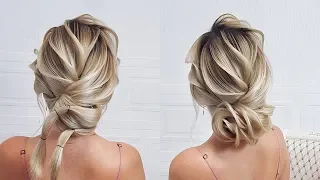 Beautiful hairstyles step by step.Wedding hairstyle.low beam