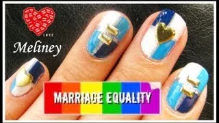 STUDDED NAIL ART DESIGN TO SUPPORT MARRIAGE EQUALITY | EASY BLUE TAPED TUTORIAL MANICURE AUSTRALIA