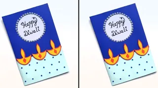 Very Easy:How to make Diwali Greeting Card 2021 | DIY Diya card | Handmade Diwali card making ideas
