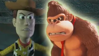 Donkey Kong punches Woody
