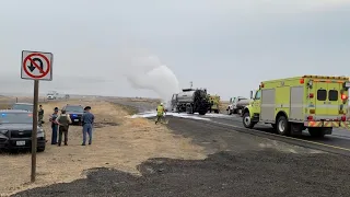 Police chase ends in crash and car fire on I-90 east of Ritzville