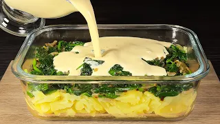 I have never tasted such delicious potatoes with spinach and eggs! Easy dinner recipe!