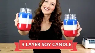 How to Make a Soy Candle With 3 Layers - Multi Layer Fourth of July Candle
