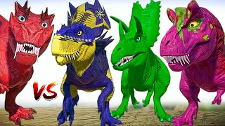 Phantom Ultimasaurus Vs Cyclops Malusaurus & V-REX & T-REX Jurassic World Evolution Dinosaurs Battle