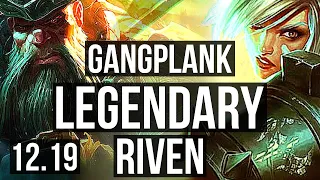 GANGPLANK vs RIVEN (TOP) | Quadra, Legendary, 20/2/8, 1.3M mastery, 500+ games | EUW Master | 12.19