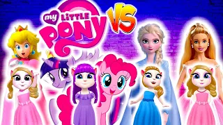 My Talking Angela 2 New Update Gameplay Princess Peach vs The Little Pony vs Elsa Frozen vs Barbie