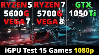 Ryzen 5 5600G VEGA 7 vs Ryzen 7 5700G VEGA 8 vs GTX 1050 Ti   iGPU Test 1080p 15 Games