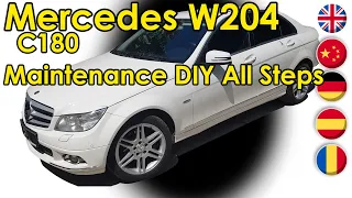 Mercedes W204 C180 full maintenance service job oil filter air filter pollen filter Wannabe Mechanic