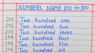 Numbers in words 201 to 300 || 201 to 300 numbers in words in english