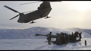 CH-47 Chinook deploys M777 Howitzer for fire mission in cold weather conditions