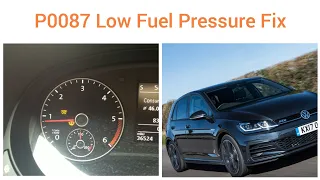 Diagnostic and Fix P0087 VW GOLF GTD TDI 2.0 Fuel rail pressure too low. Glow plug light Limp Mode