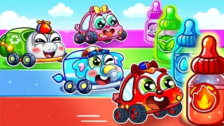 Elements Bottle Milk Feeding Song🍼Which Will Baby Choose?🚗🚓🚌🚑+More Nursery Rhymes by BabyCar Story