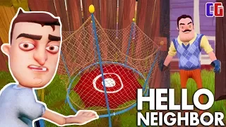 RAN AWAY FROM HOME AND HELLO NEIGHBOR ACROSS THE TRAMPOLINE! Cartoon horror Walkthrough ACT 2