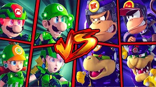 Team Luigi Mario Daisy Peach Warriors vs Team Donkey Kong Diddy Kong Bowser Bowser JR Scramblers)