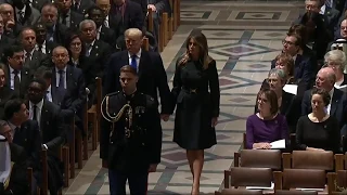 PRESIDENT TRUMP And Melania Trump Enter Funeral For George H.W. Bush