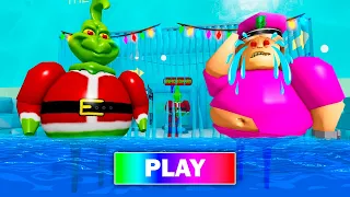 WATER NIGHTMARE MODE! EVIL GRINCH BARRY'S PRISON RUN! Scary OBBY Walkthrough FULL GAME #roblox #obby