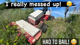 Ventrac 4500K Tough Cut Lawn Mowing Overgrown Grass on this Steep Slope!  (I had to bail off!)