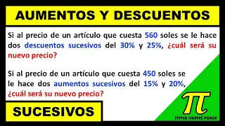 aumentos y descuentos porcentuales | aumentos y descuentos sucesivos | ejercicios resueltos