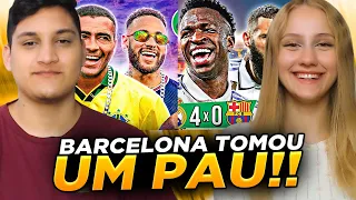 (2em1) REACT EM CASAL - ♫ QUANDO O PAI TÁ ON 😎🔥 & VINI JR. E BENZEMA! REAL HUMILHA O BARCELONA